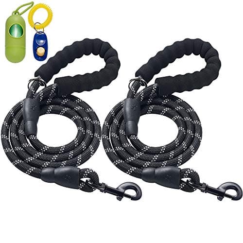 2 Pack 5 FT Heavy Duty Dog Leash with Comfortable Padded Handle Reflective Dog leashes for Medium Large Dogs