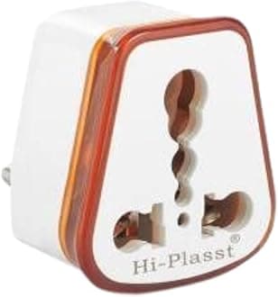 HI-PLASST 6A to 16A Converter Plugs | 6 Amp to 16 Amps Converter Plug for 16A Extension Board with 16 Amp Socket & 16 Ampere Plug Top – Compatible with A/C, Refrigerator, etc. (Orange, 1 Piece)