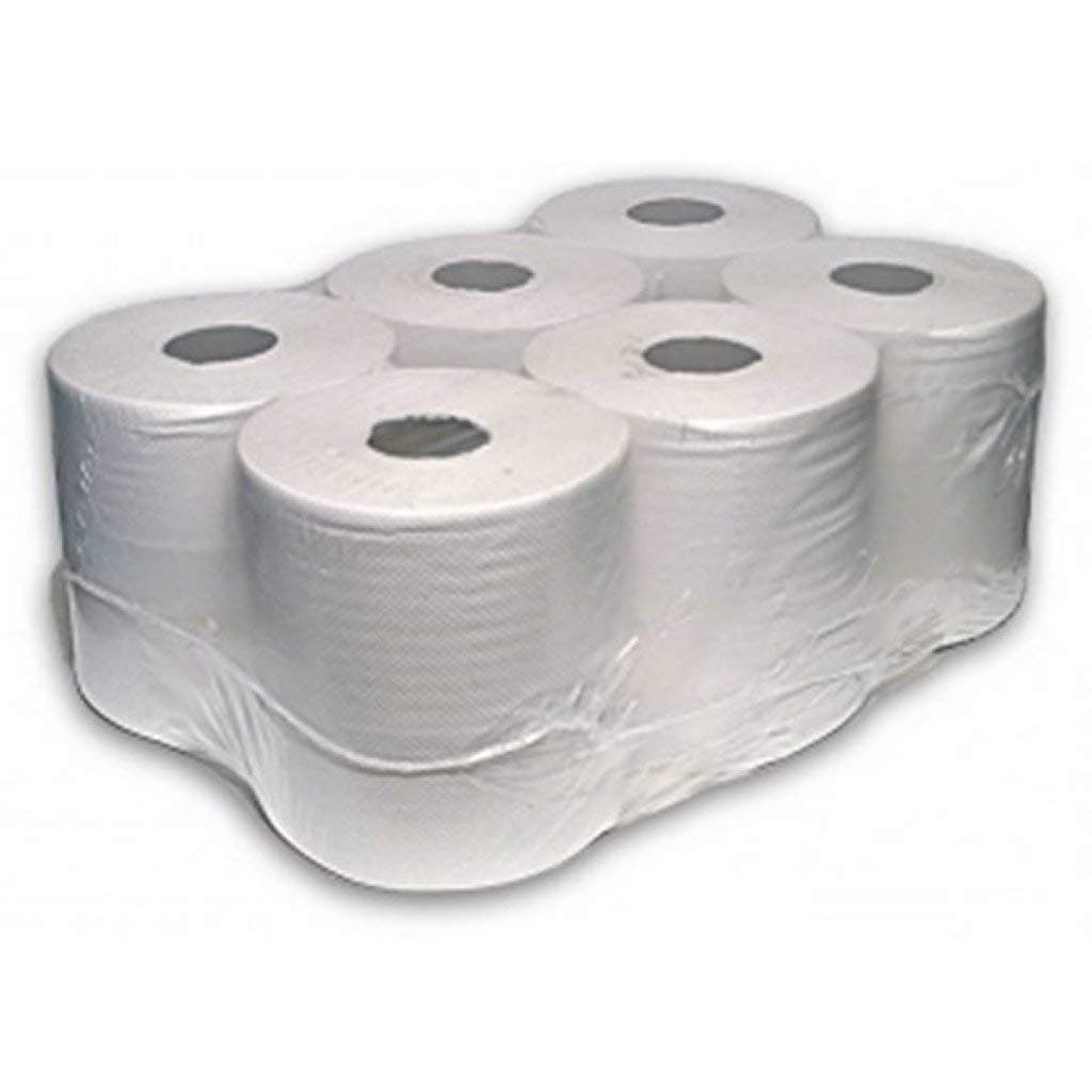 12 rolls x White Centrefeed Embossed 2ply Paper Towel