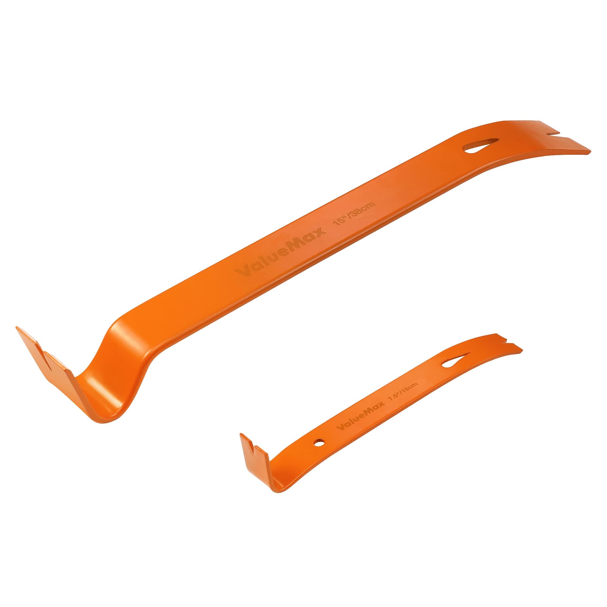 2-piece Flat Pry Bar Set, Includes 7-1/2” Mini Pry Bar, 15” Heavy Duty Nail Puller, Claw Bar, Wonder Bar, Corrosion Resistant Carbon Steel Made, for Kitchen Remodel, Prying Apart Boards