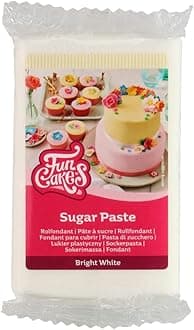 FunCakes Sugar Paste Bright White, Easy to Use, Smooth, Flexible, Soft and Pliable, Perfect for Cake Decorating, Halal, Kosher and Gluten Free, 250 g Pack of 1