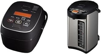 Zojirushi NW-JEC10BA Pressure Induction Heating (IH) Rice Cooker & Warmer, 5.5-Cup, Made in Japan & CV-JAC50XB, VE Hybrid Water Boiler & Warmer, 5.0 Liter, Stainless Black, Made in Japan