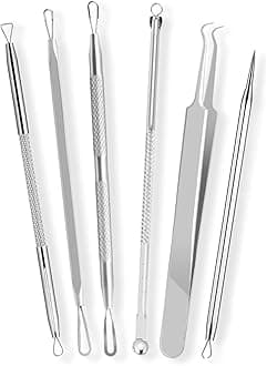 [6 Pcs] 2025 Latest Pimple Popper Tool Kit | Stainless Steel Blackhead Remover for Acne, Blackheads, Whiteheads, Face & Nose