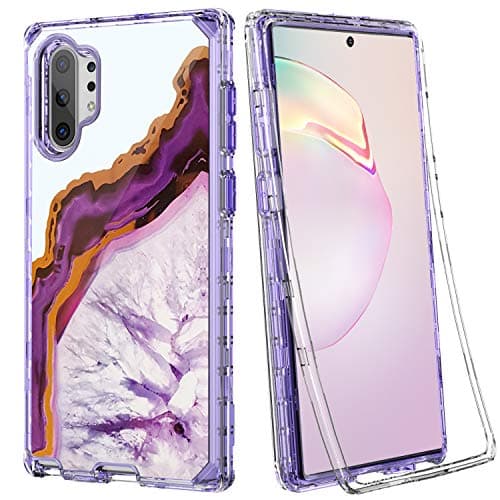 Samsung Note 10 Plus Case, DIANXUN 3 in 1 Heavy Duty Defender Shockproof Full Body Protective Case Hard PC Shell Soft TPU Bumper Cover for Samsung Galaxy Note 10 Plus, Clear Purple Agate