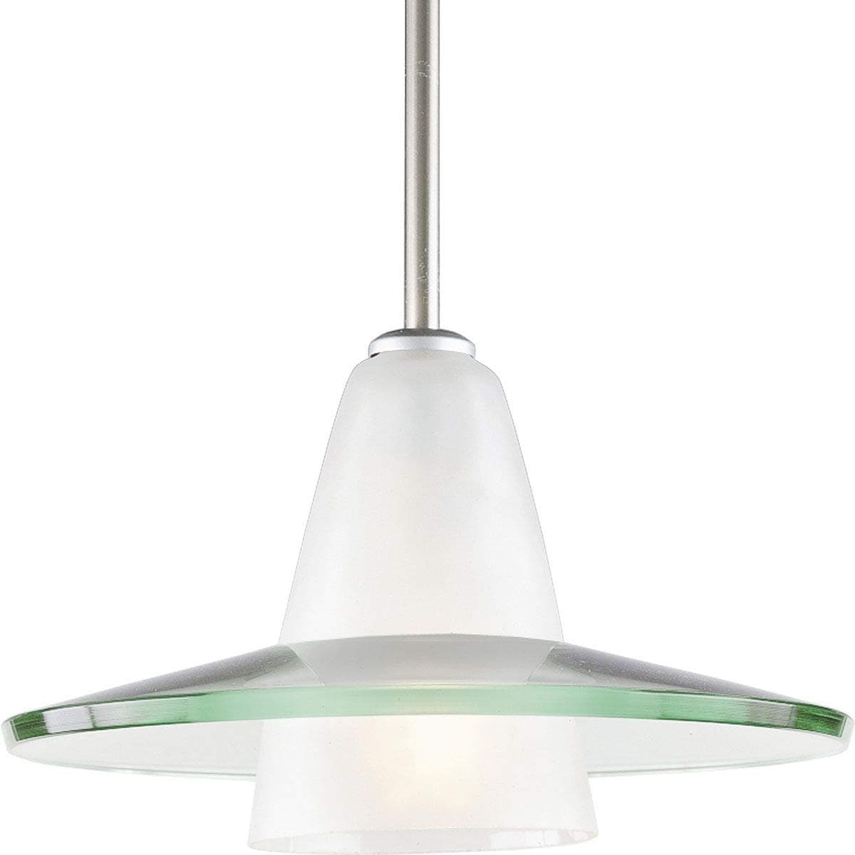 Progress Lighting Modern Pendant 1-Light Clear and Etched Glass Mini-Pendant Light Brushed Nickel