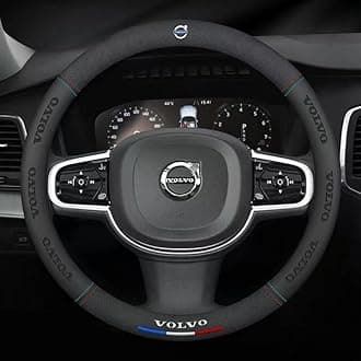 Car Steering Wheel Covers for Volvo XC40,Microfiber Leather Steering Wheel Cover with Badge Emblem Stylish Steering Wheel Protector Wrap Comfort Durability Car Accessories,A2-O type