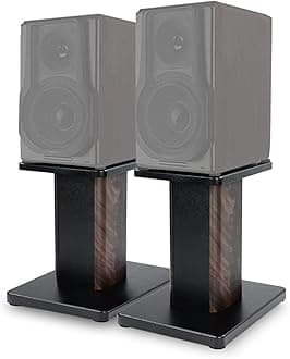 BQKOZFIN 11.81 inch(30cm) Wood Speaker Stands, 1 Pair, Stands for Home-Cinema HiFi Bookshelf Box and Satellite Speakers Wood Grain Enhanced Audio Listening Experience for Home Theaters