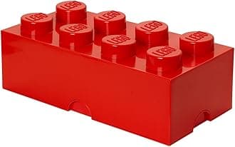 LEGO Brick Box Stackable Storage Containers - Organizational Building Blockss - 19.69 x 9.84 x 7.09 Inches - Brick 8, Bright Red