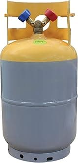 62010 Gray/Yellow 30 lb Refrigerant Recovery Tank Without Float Switch and ¼” FL-M (7/16-20)