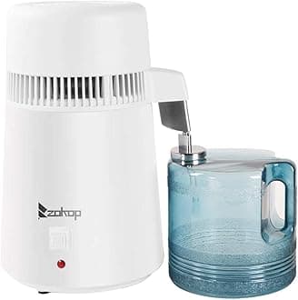 4L Countertop Water Distiller w/Container, 750W Stainless Steel Distilled Water Machine Maker Purifier Filter, Distilling Pure Water Maker for Home, Overheat Protection, UK Plug