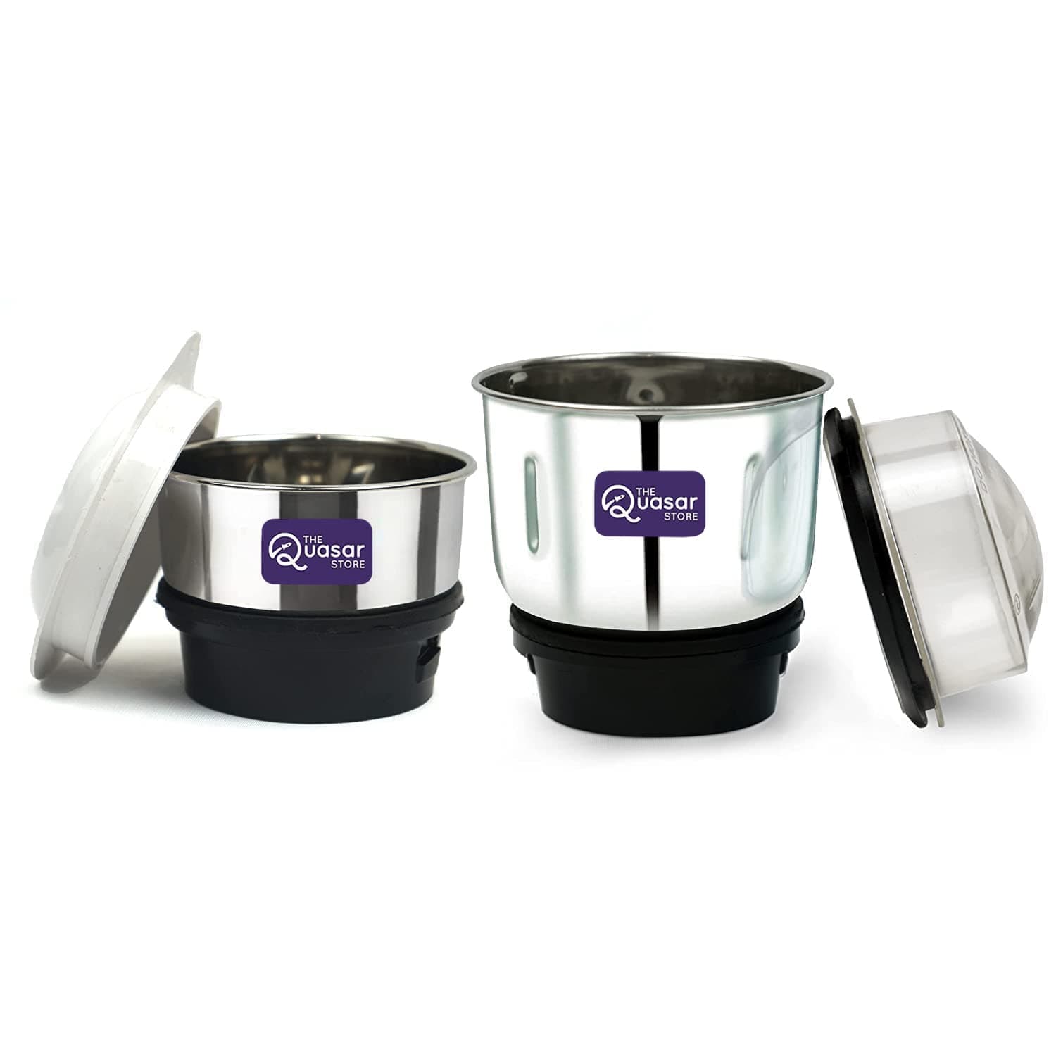 Combo Chutney Jar, Mixer Jar (180 Ml 400 Ml) Suitable For All Local & Branded Mixer Which Comes With 2 Lock & 4 Teeth Coupler - Silver