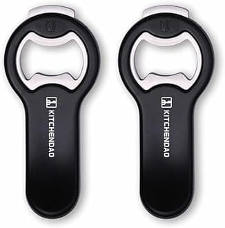 KITCHENDAO 2 in 1 Magnetic Beer Bottle Opener for Fridge and RV with Cap Catcher - Pop Can Soda Can Opener, Stick to Refrigerator for Easy Storage with Magnet, Gift for Men Husband Father- 2 Pack