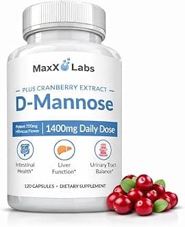 D Mannose Capsules - Fast Acting 1400 MG Extra Strength DMannose Capsule for Bladder Health with Potent Cranberry Extract & Hibiscus Flower Supports UTI Relief Supplement - 120 Ct