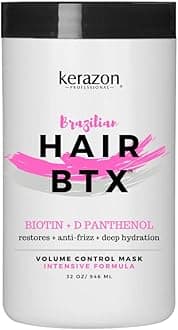 KERAZON Intensive Brazilian Hair BTX Treatment 32oz 946ml For All Hair Types, Thermal Activated Hair Mask Damaged Dry Repair and Long Lasting Volume And Frizz Control. Salon Size Packaging may vary.