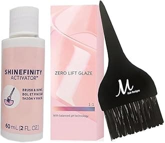 Shinefinity Zero Lift Glaze 07/12 Medium Blonde Ash Demi-Permanent Hair Color 2 Ounce, Shinefinity Activator 2 oz and M Hair Designs Tint Brush (Bundle)