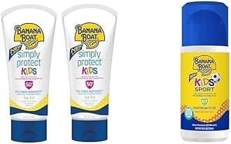 Kids Mineral Sunscreen Lotion SPF 50 Twin Pack and Sport Sunscreen Roll On Lotion SPF 60 Travel Size