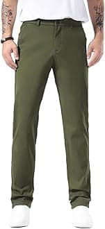 Plaid&Plain Men’s Slim Fit Khaki Pants Men’s Tapered Chino Pants