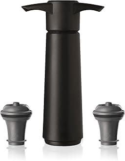 Vacu Vin Wine Saver Pump with 2 x Vacuum Bottle Stoppers - Black 3w x 5h 09814606