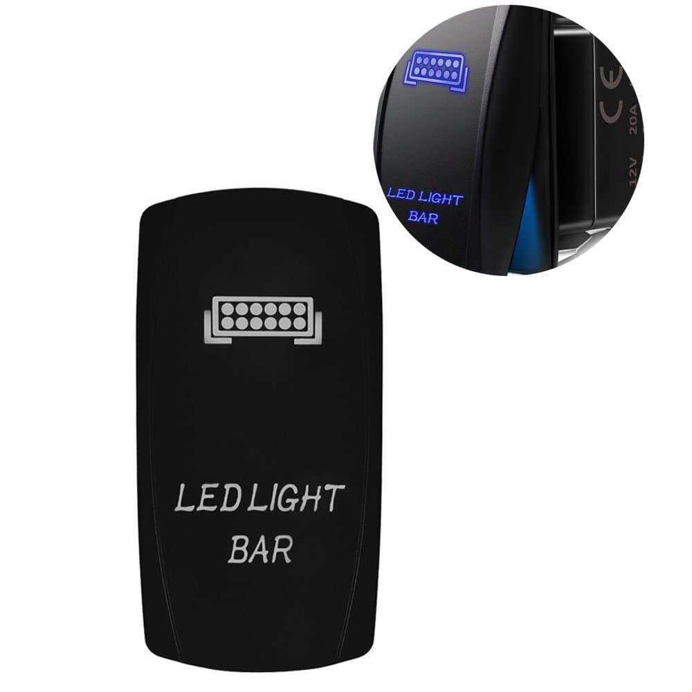 Laser LED Light Bar Rocker Switch - Blue 3 Pin 12 Volt Waterproof Backlit Light Switches for Off-road Vehicles, ATV, UTV