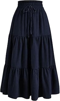 Floral Maxi Skirt for Women Summer Comfy Tiered Elastic High Waisted Skirts Vacation A-Line Flowy Swing Long Skirts