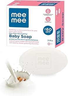 Gentle Baby Soap 75g (Pack of 3) | Gentle Bathing Bar Infused with Chamomile Olive, Almond Oil, and Milk Extracts | Dermatologist Tested for Soft Baby Skin | Tear-Free Formula | Paraben Free