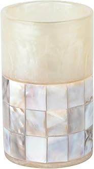 Milano Toothbrush Cup - Electric Toothbrush Holder for Bathroom fits Toothbrushes and Toothpaste - Bathroom Tumbler Cup Finished with Beautiful Mother of Pearl Shells