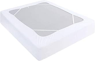 Moonsea Box Spring Cover Queen Size, Elastic Fabric Wrap Around 4 Sides Bed Skirt, Sleek Alternative for Bed Skirts for Hotel/Home, Fits Box Springs up to 13”, White