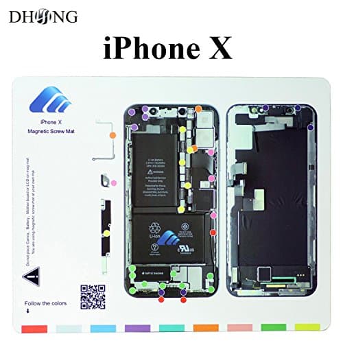 DHong Design Magnetic Project Mat for iPhone 6/6s Plus 5s / 5c / 5 / 4s / 4 Screw Mat Repair Guide Pad Screw Keeper Chart Map Professional Guide Pad Repair Tools (for iPhone X)
