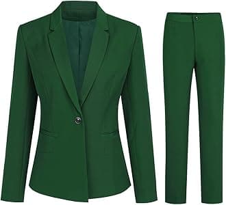 YUNCLOS Womens Suits 2 Piece Set Business Casual Long Sleeve Blazer and Pants Suit for Work Office