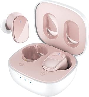 HTC True Wireless Earbuds 7 Bluetooth 5.3, Stereo Earphones 10mm Driver with Deep Bass, 40ms Ultra Low Latency for Gaming, Running - 22H Playtime/Touch Control/Game Modes/Built-in Mic - Pink