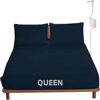 OKOHEY Grounding Fitted Sheets with 15ft Earthing Cord, Queen Size, 90% Organic Cotton + 10% Silver Fiber, Soft & Breathable Grounded Sheet for Better Sleep and Enhanced Wellness, Dark Blue