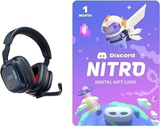Logitech G Astro A30 Lightspeed Wireless Gaming Headset for PS5, PS4 + Discord Nitro 1-Month Subscription Gift Card [Digital Code] Bundle: - Blue