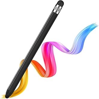 2 in 1 Tablet Stylus Pen for All Touch Screens Devices | Fine Point Tip | High Sensitivity & Precision Capacitive Pen with Compatible for iOS, Android, and Windows – Black