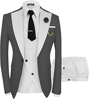Wangyue Mens Suit 3 Piece Slim Fit Suits for Men Wedding Prom Tuxedo for Men Formal Business Suit