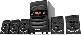 Philips Audio SPA5128B 5.1 CH 40W Multimedia Speaker with Subwoofer, Bluetooth Connectivity, Real Surround, FM, USB, Audio in Speakers - Black (Elegant Matte Finish)