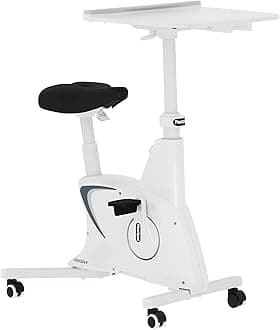 Exercise Bike with 2D Desktop, Space Saving Under Desk Bike with Removable Desk, Stationary Bikes Indoor Bikes with 300LBS Heavy Duty 8-Level Resistance Flywheel Optional LCD, V9PRO/V9MAX