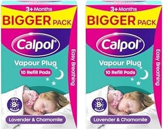 Vapour Plug XL Refill Pads for 3+ Months Infants, 10 Count (Pack of 2), Soothing Calpol Lavender & Chamomile Vapour Plug Refills for Clear and Easy Breathing for up to 8 Hours