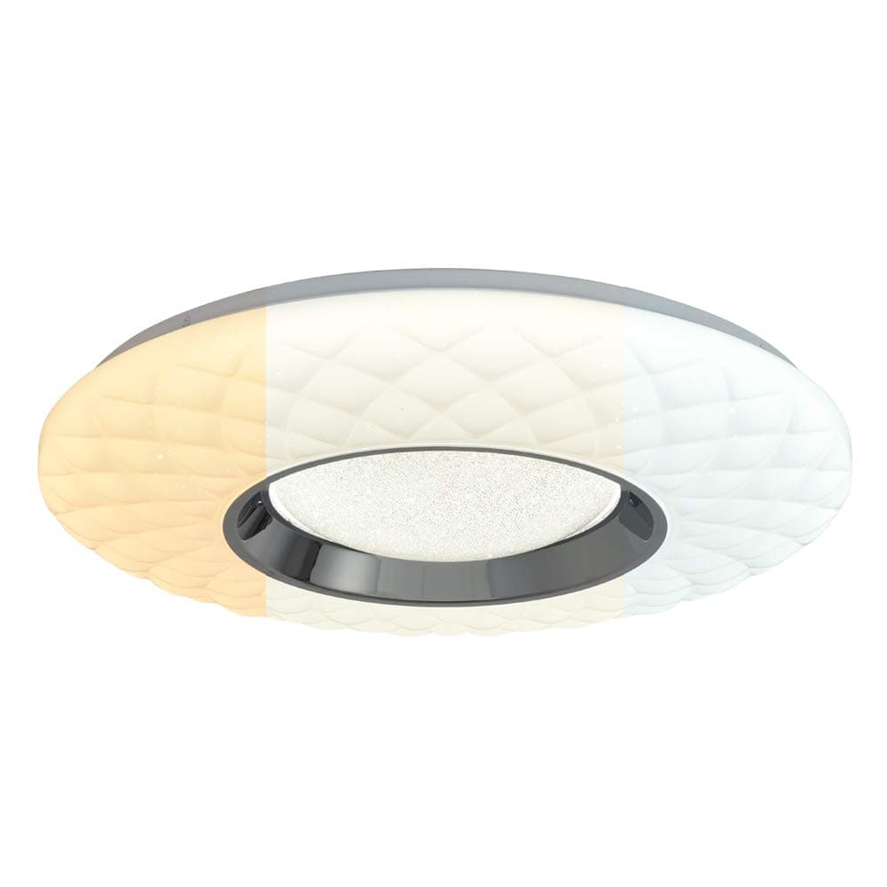 Horisun Dimmable LED Flush Mount Ceiling light with Remote, 20 Inch Round Close to Ceiling Light Fixture for Baby Room, Bedroom, Living Room, Kitchen, Study, Office, 3000K-6000K Color Changeable