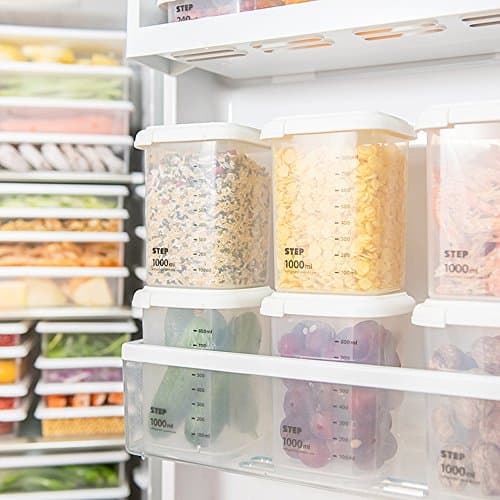 Gotian Kitchen Food Storage Box Refrigerator Container, Plastic Sealed Cans Kitchen Storage Box Transparent Food Canister Keep Fresh Jar (B: 650ML)