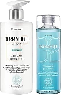 Dermafique All Important Skin Toner, Aqua Marine, 150ml And Dermafique Aquasurge Body Serum for Normal Skin, Dermatologist Tested (300ml)