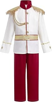 IBTOM CASTLE Boys Prince Charming Costume for Toddler Kid Medieval Royal Prince Jacket Pants Crown Dress Up Party Outfit