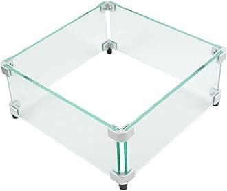 Fire Pit Wind Guard Square, 14 x 14 x 6 Inches Glass Wind Guard for Fire Pit Square