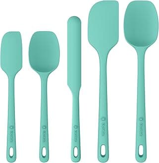 ChefAide 5 Pieces Silicone Spatula Set, Food Grade Rubber Spatula, Upgrade Strong Handle with Ergonomic Grip, Heat Resistant Up to 600°F for Nonstick Cookware, Cooking Mint