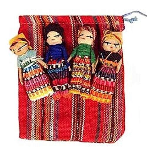 Worry Dolls - Four Large Worry Dolls with Pouch
