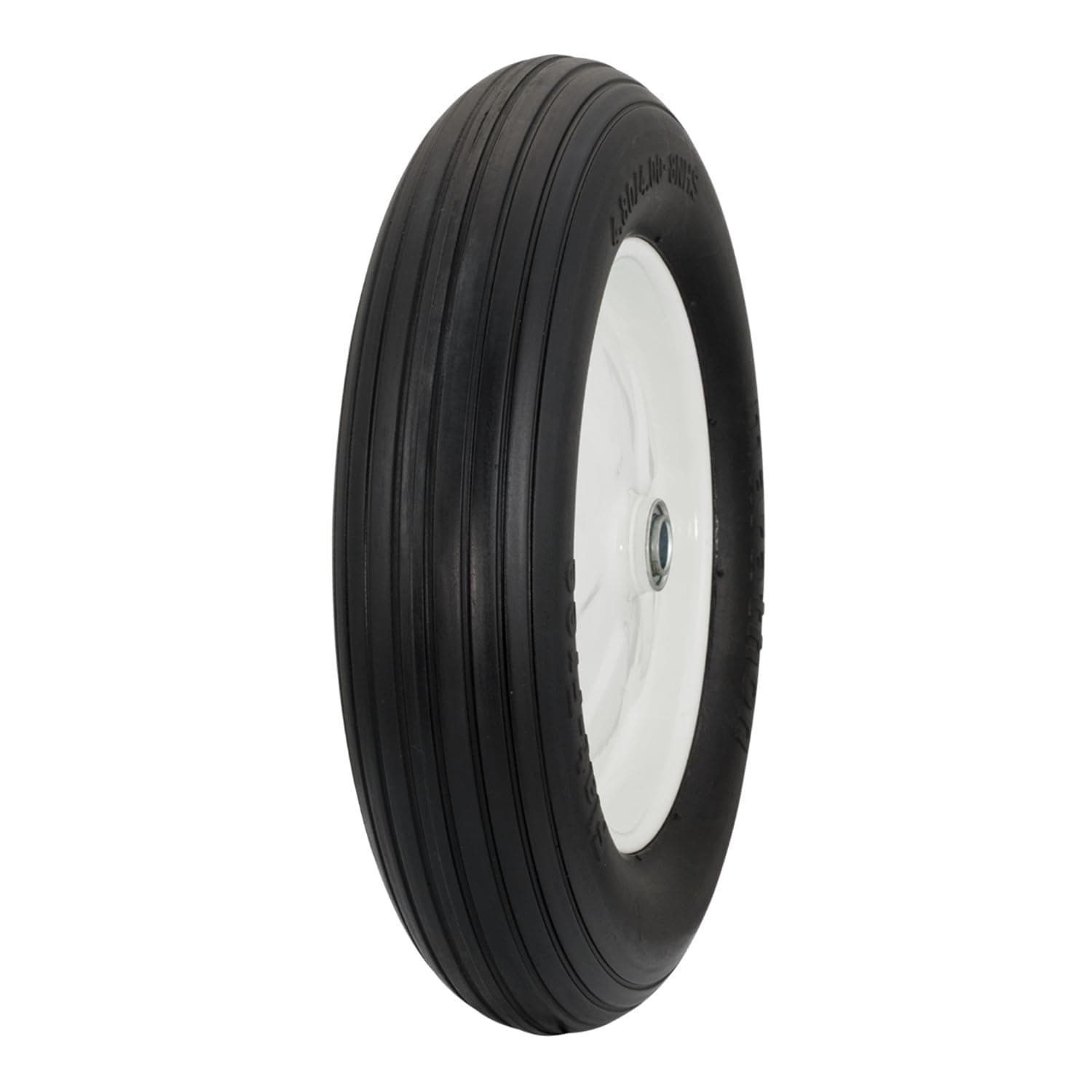 Marathon 4.80/4.00-8" Flat Free Tire on Wheel, 3" Hub, 3/4" Bearings, Ribbed Tread