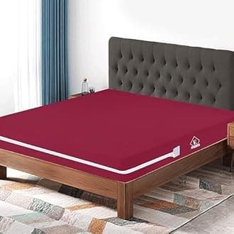 Waterproof Mattress Protector with Zipper Chain, Single Size (72x36 Inches)_with 10 Inch Drop Maroon, Zippered Mattress Encasement, Bed Cover, Six-Sided Edenwald Waterproof Mattress Protector