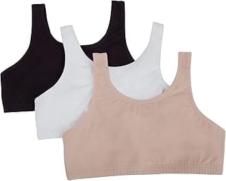 Fruit of the Loom Girl's Cotton Built-up Sport 3 Pack(Pack of 3) Sports Bra