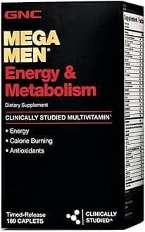Mega Men Energy and Metabolism Multivitamin for Men, 180 Count, for Increased Energy, Metabolism, and Calorie Burning