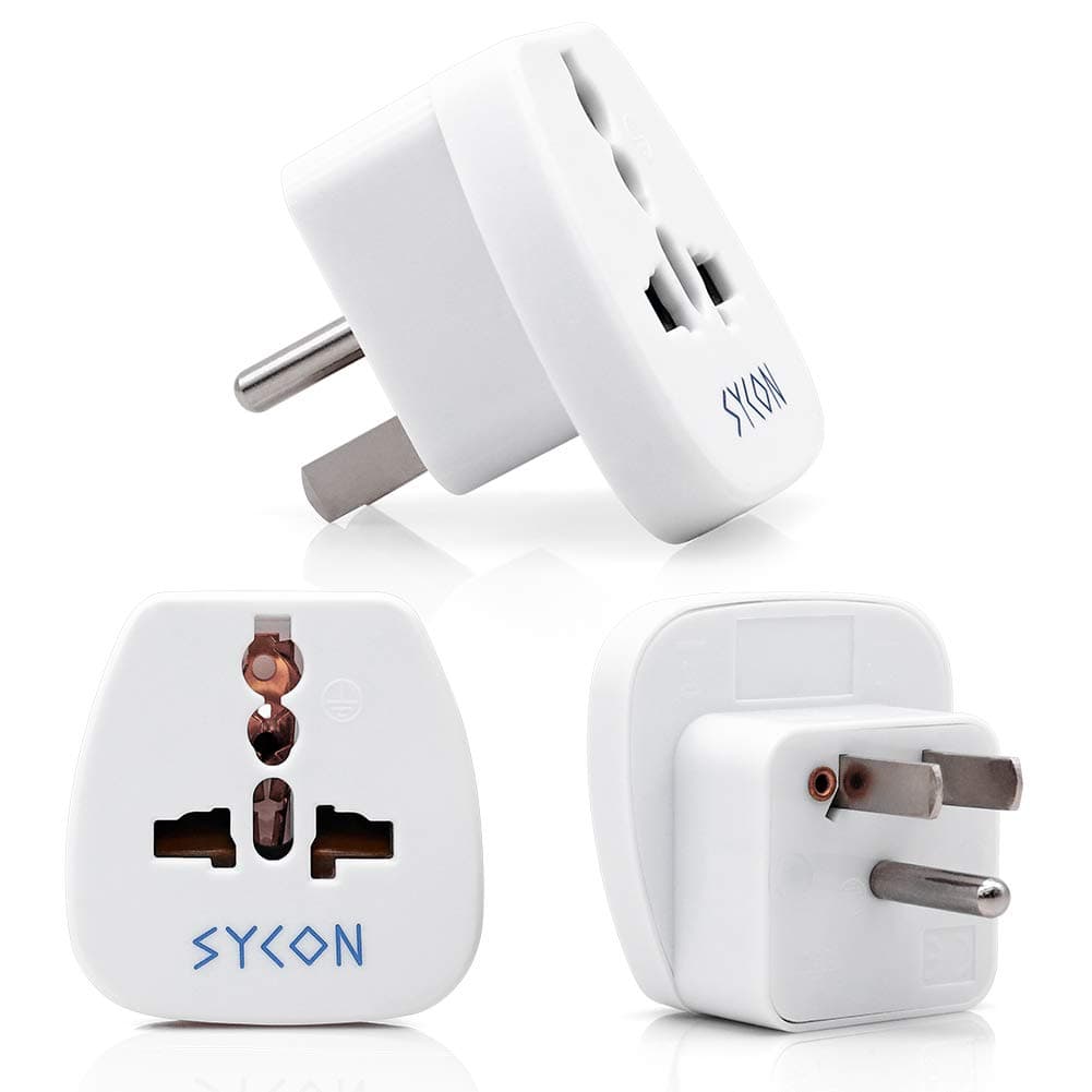 Travel Adapter Plug for USA, Canada, Type-B Universal Grounded Plug Adapter Converter, White 3 Pack