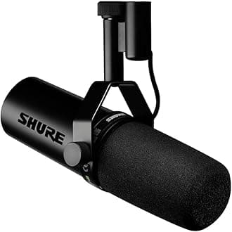 - Shure SM7dB Dynamic Vocal Microphone w/Built-in Preamp for Streaming, Podcast, & Recording, Wide-Range Frequency, Warm & Smooth Sound, Rugged Construction, Detachable Windscreen - Black